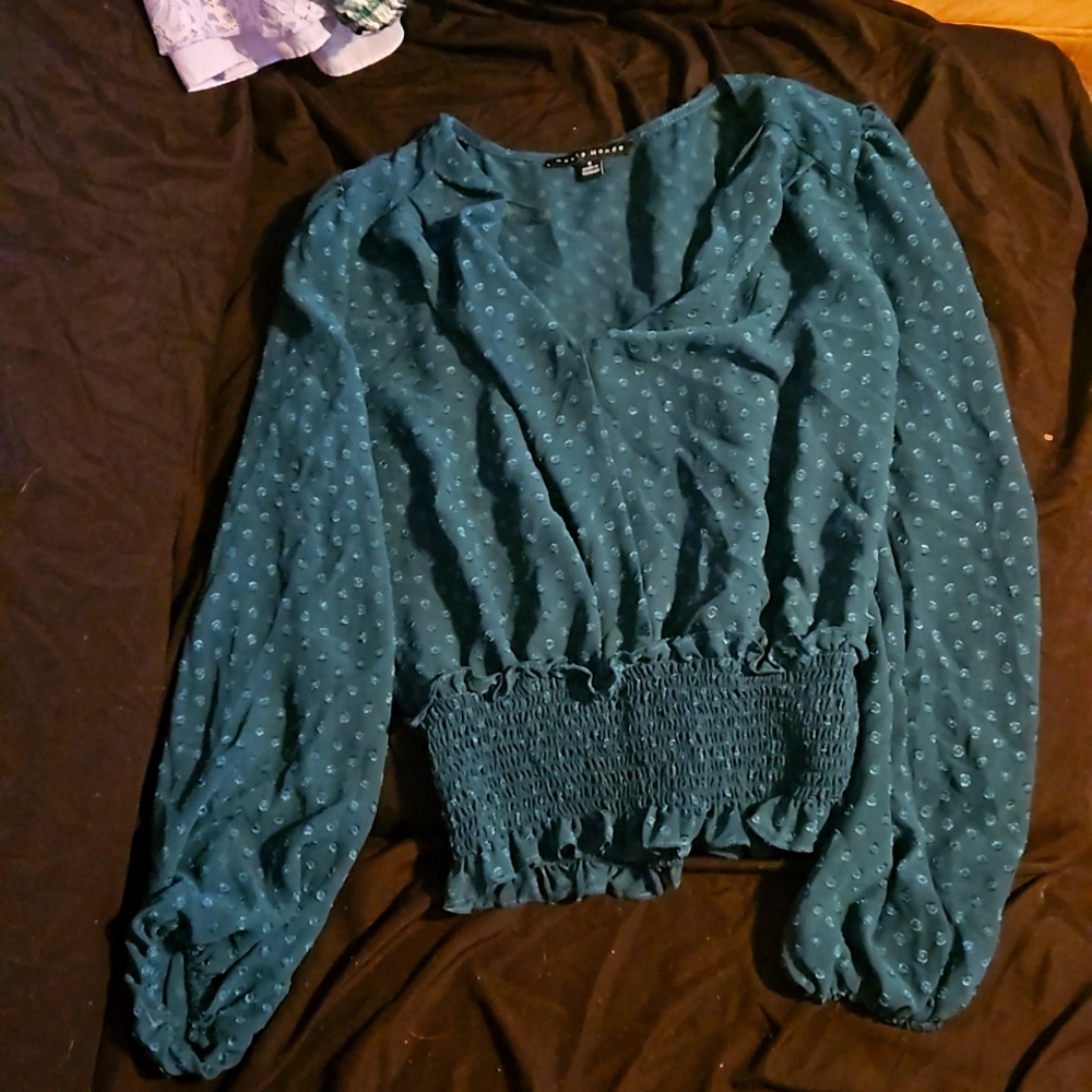 Blue Rouche crop top